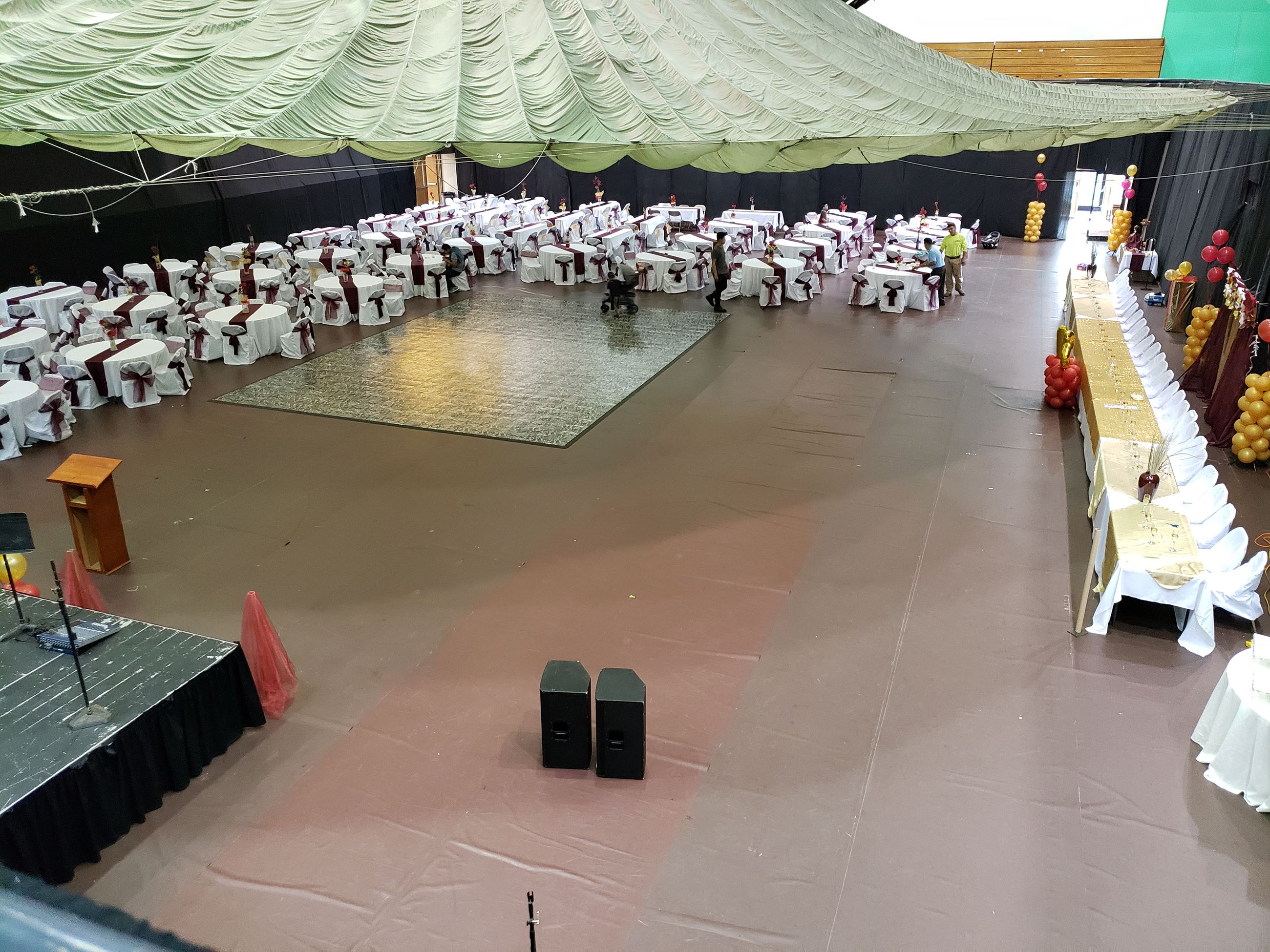 Reception set-up with canopy