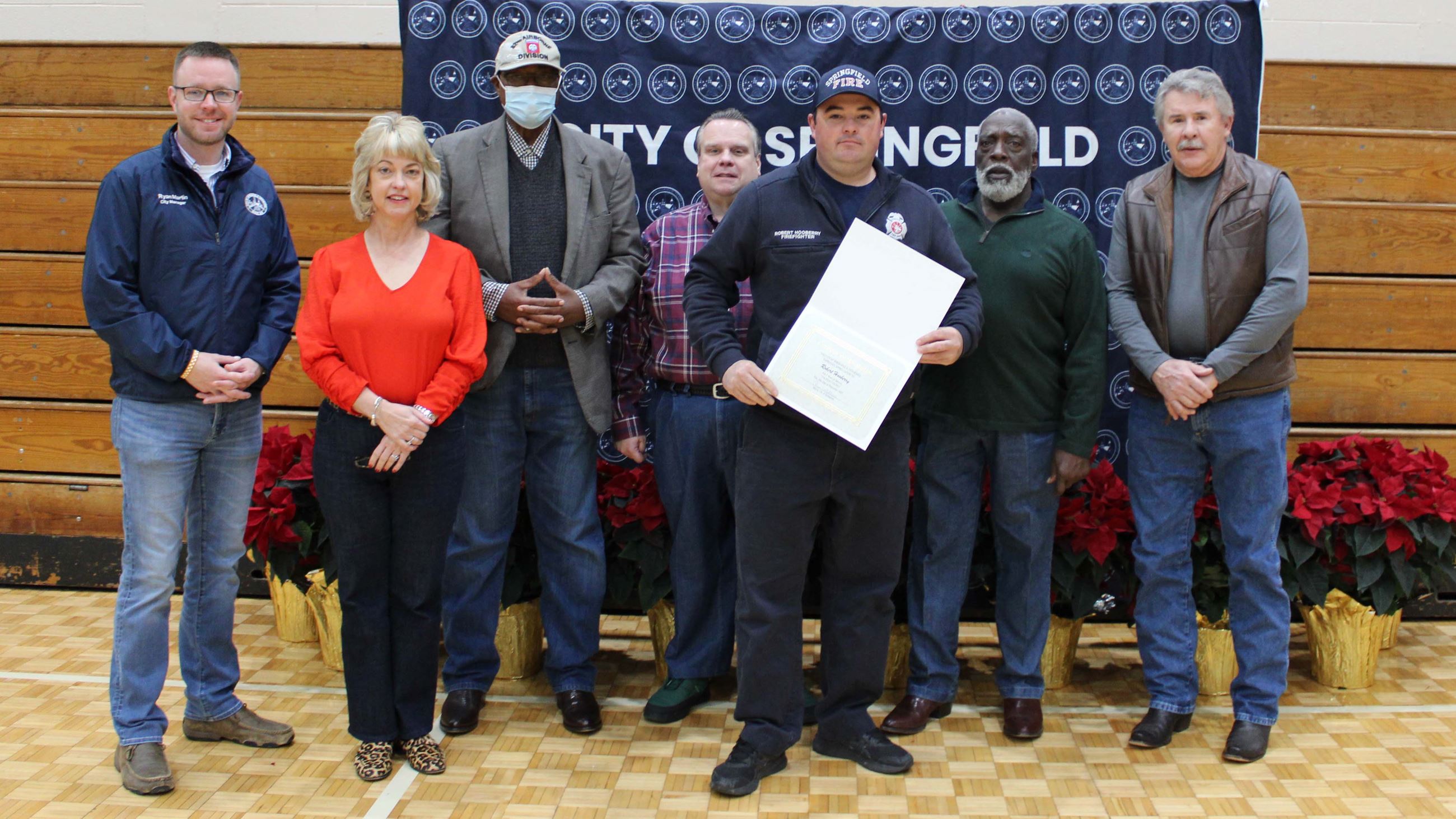 Employees gathered for employee appreciation and service awards