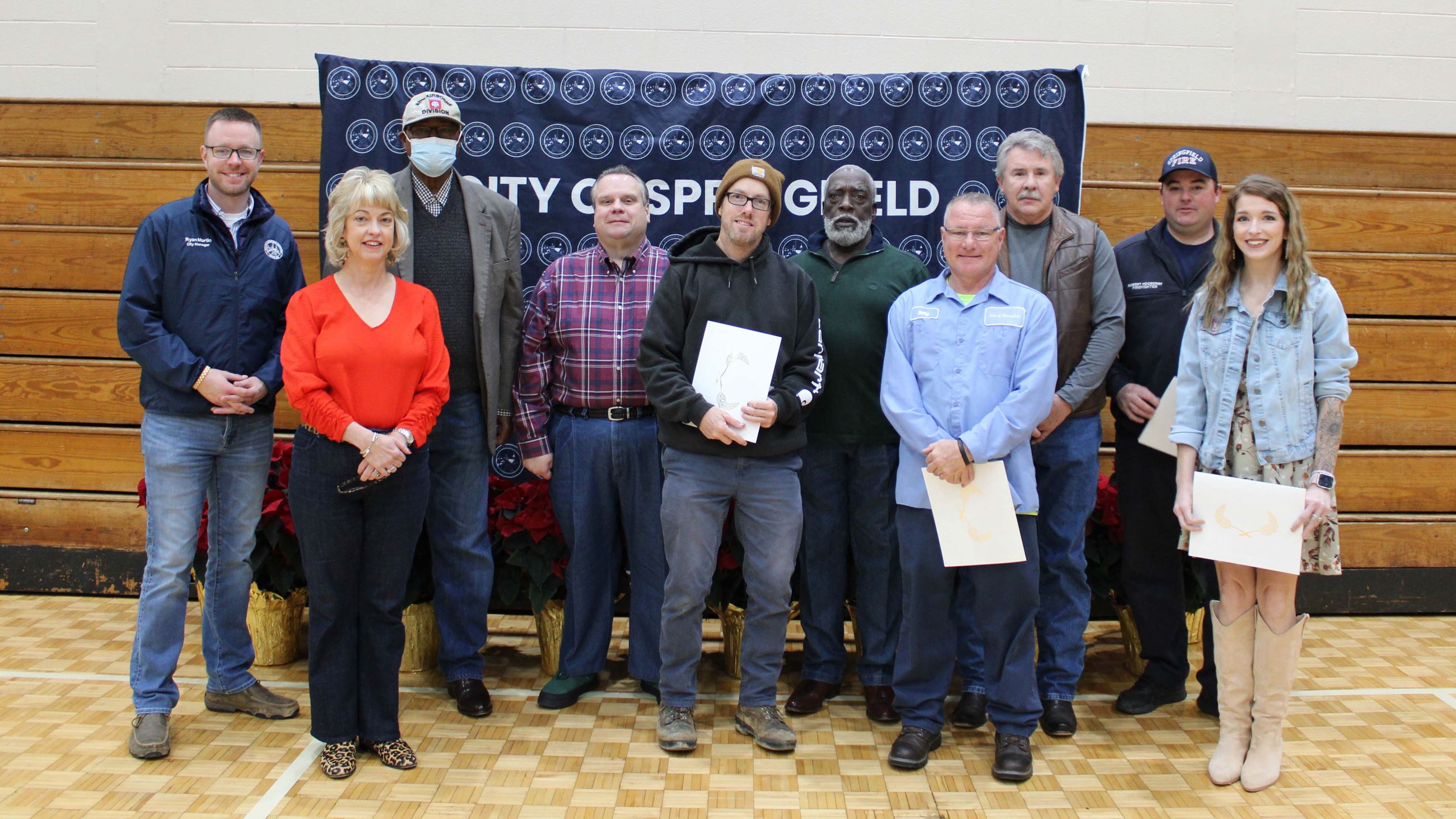 Employees gathered for employee appreciation and service awards