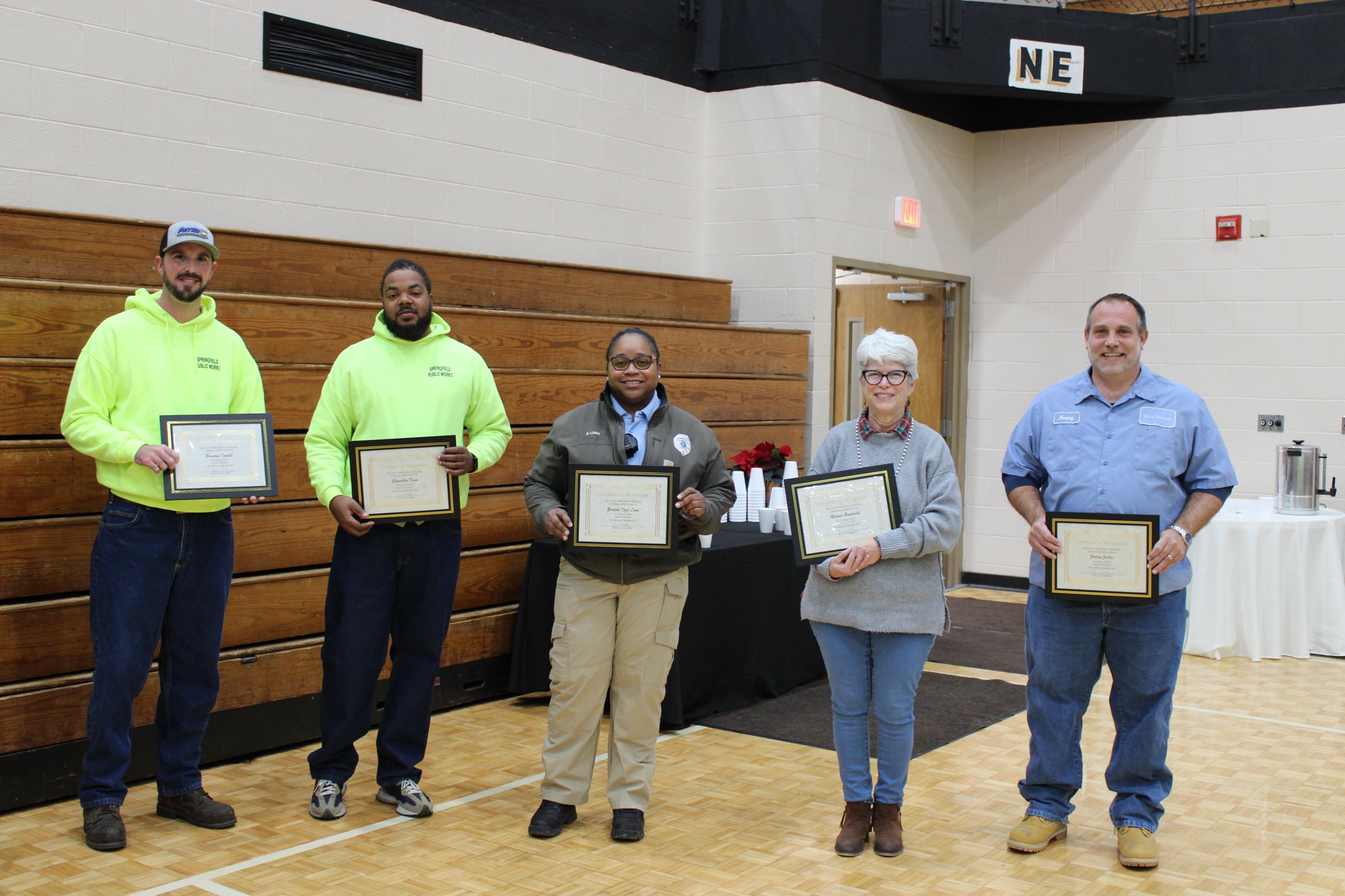 Employees gathered for employee appreciation and service awards
