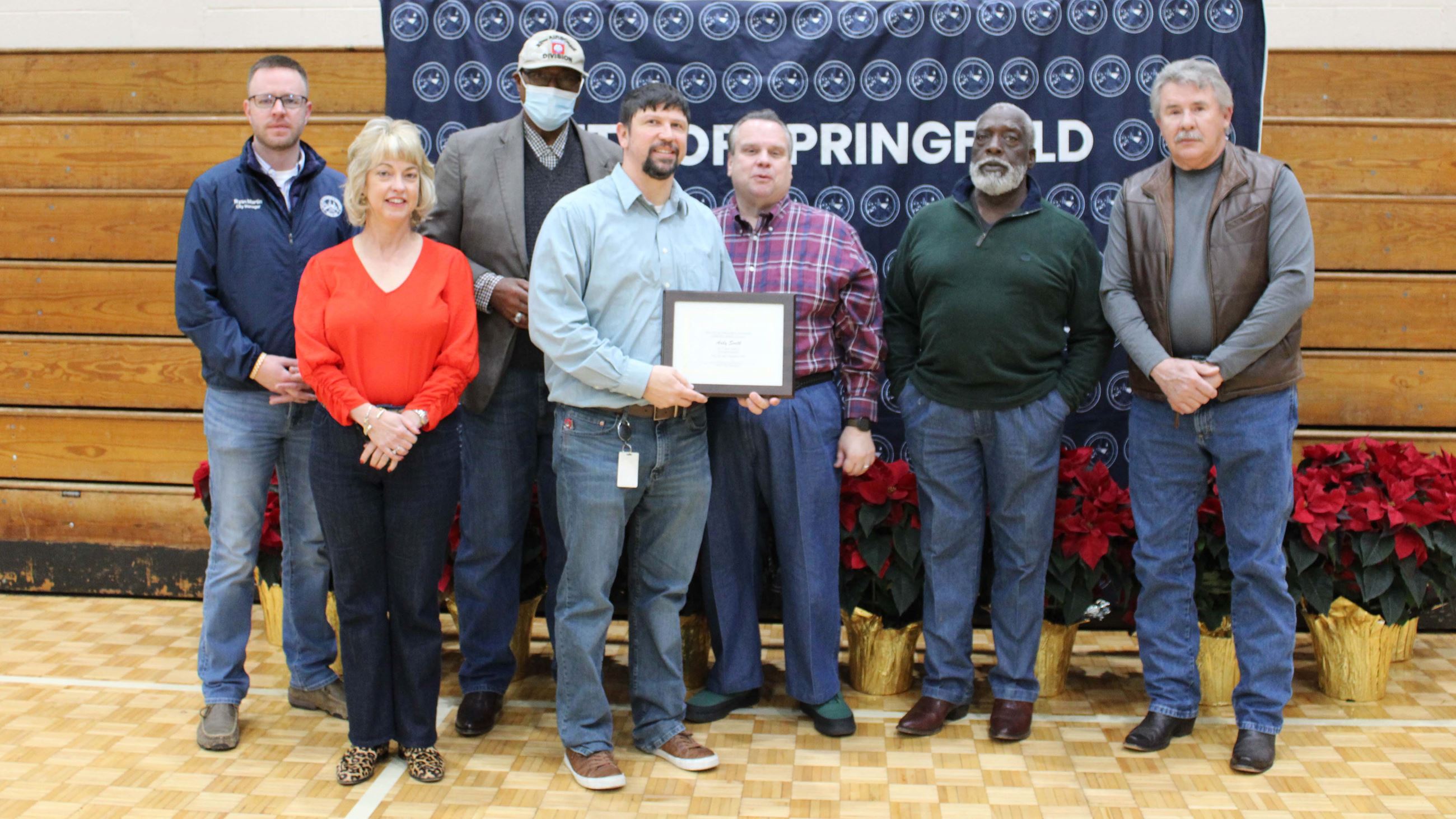 Employees gathered for employee appreciation and service awards