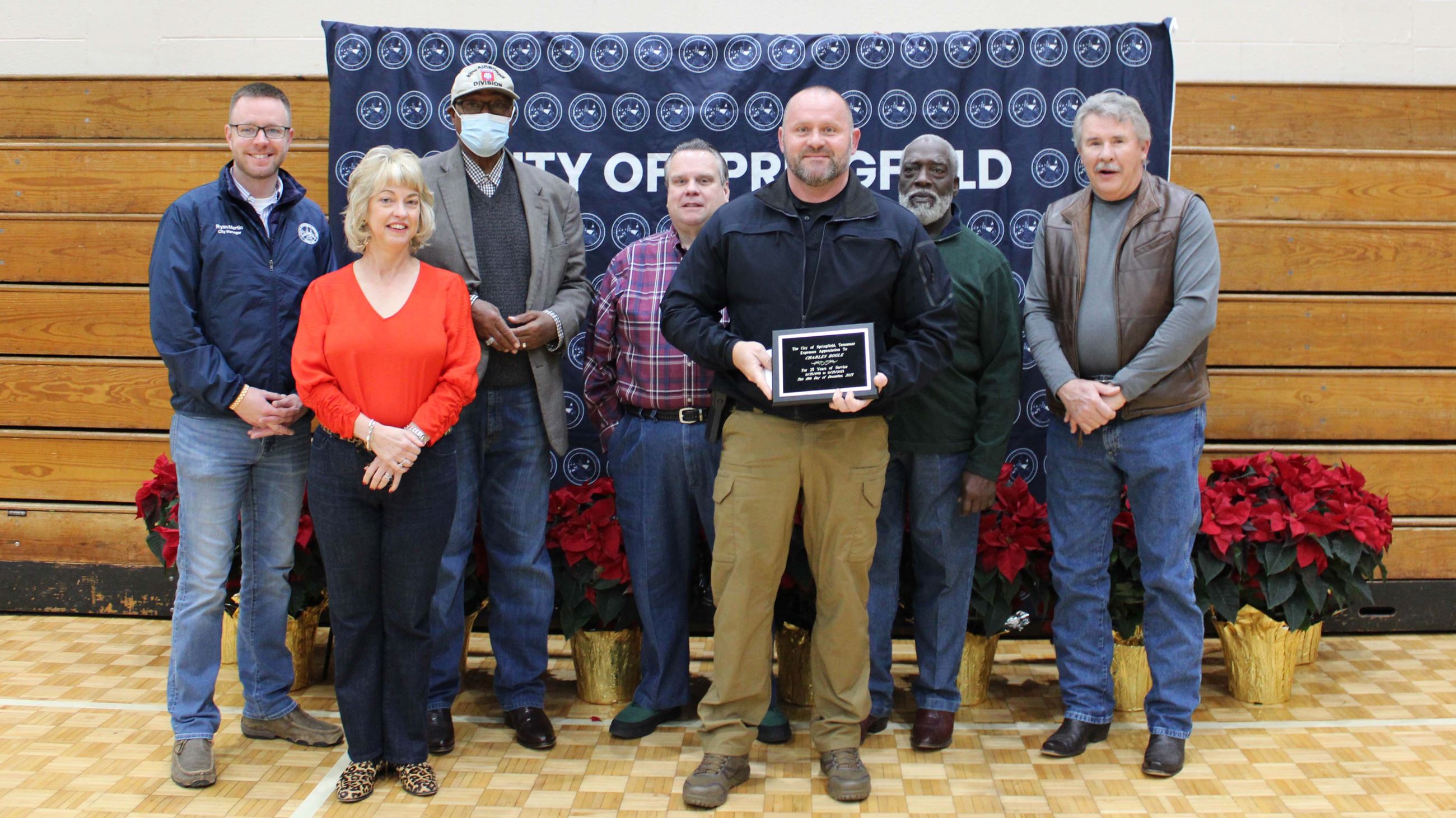 Employees gathered for employee appreciation and service awards