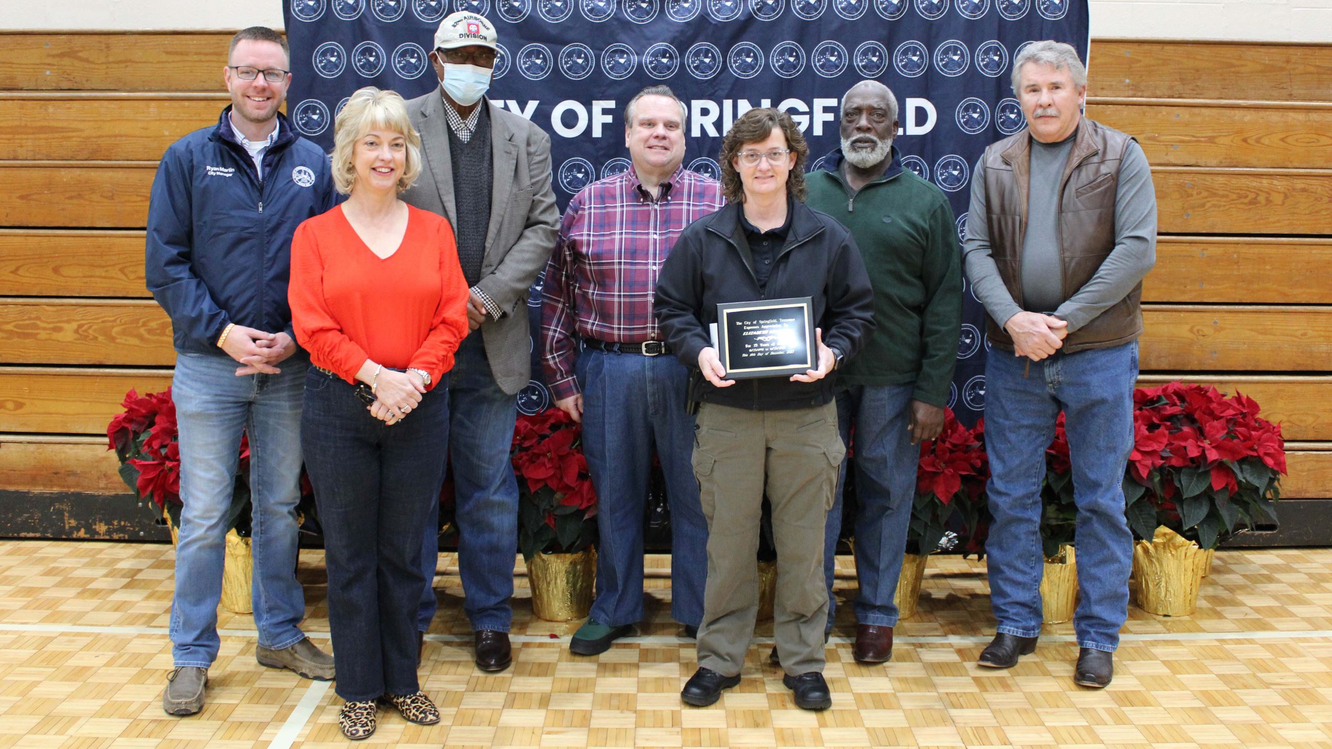 Employees gathered for employee appreciation and service awards