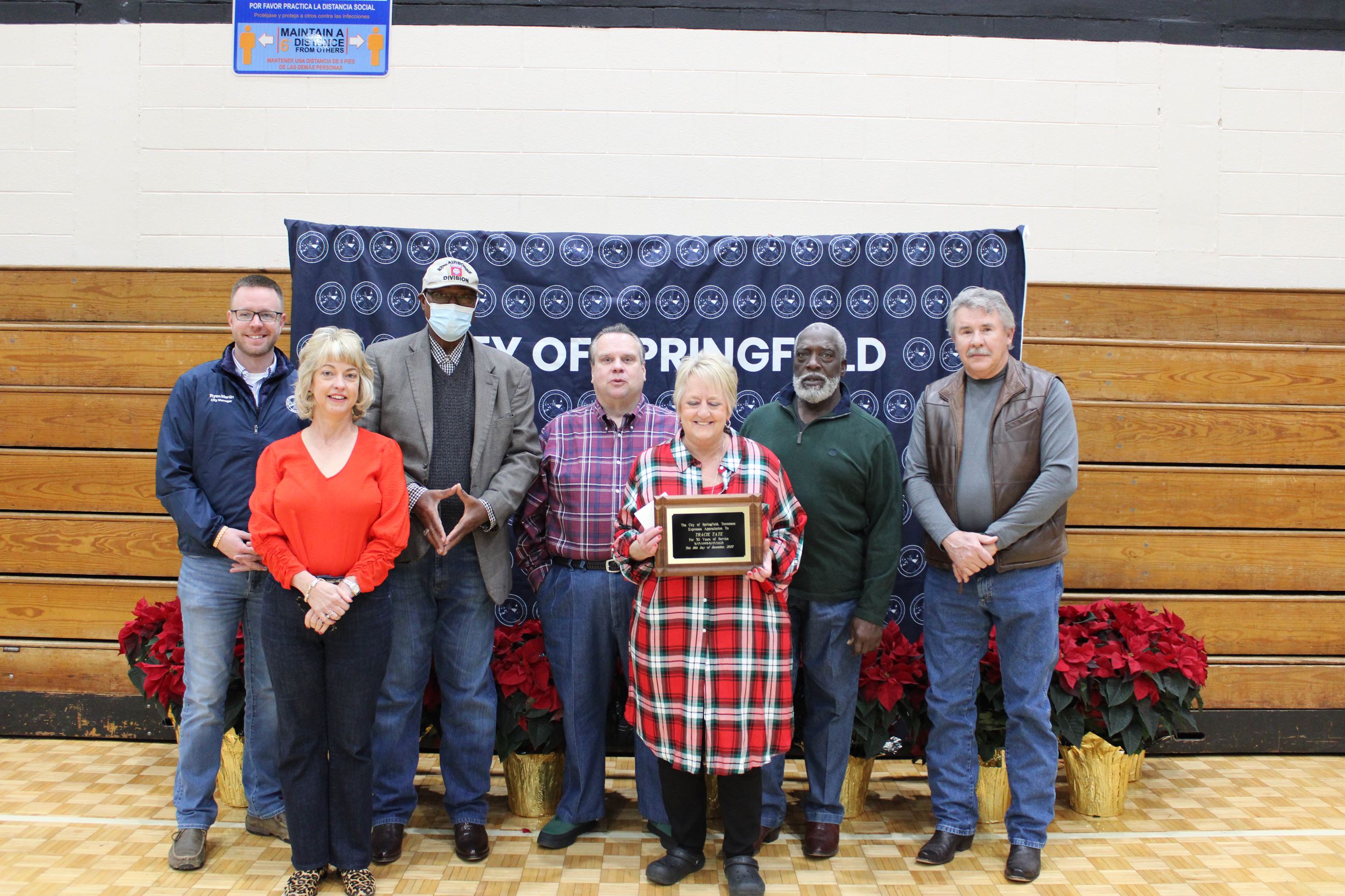 Employees gathered for employee appreciation and service awards