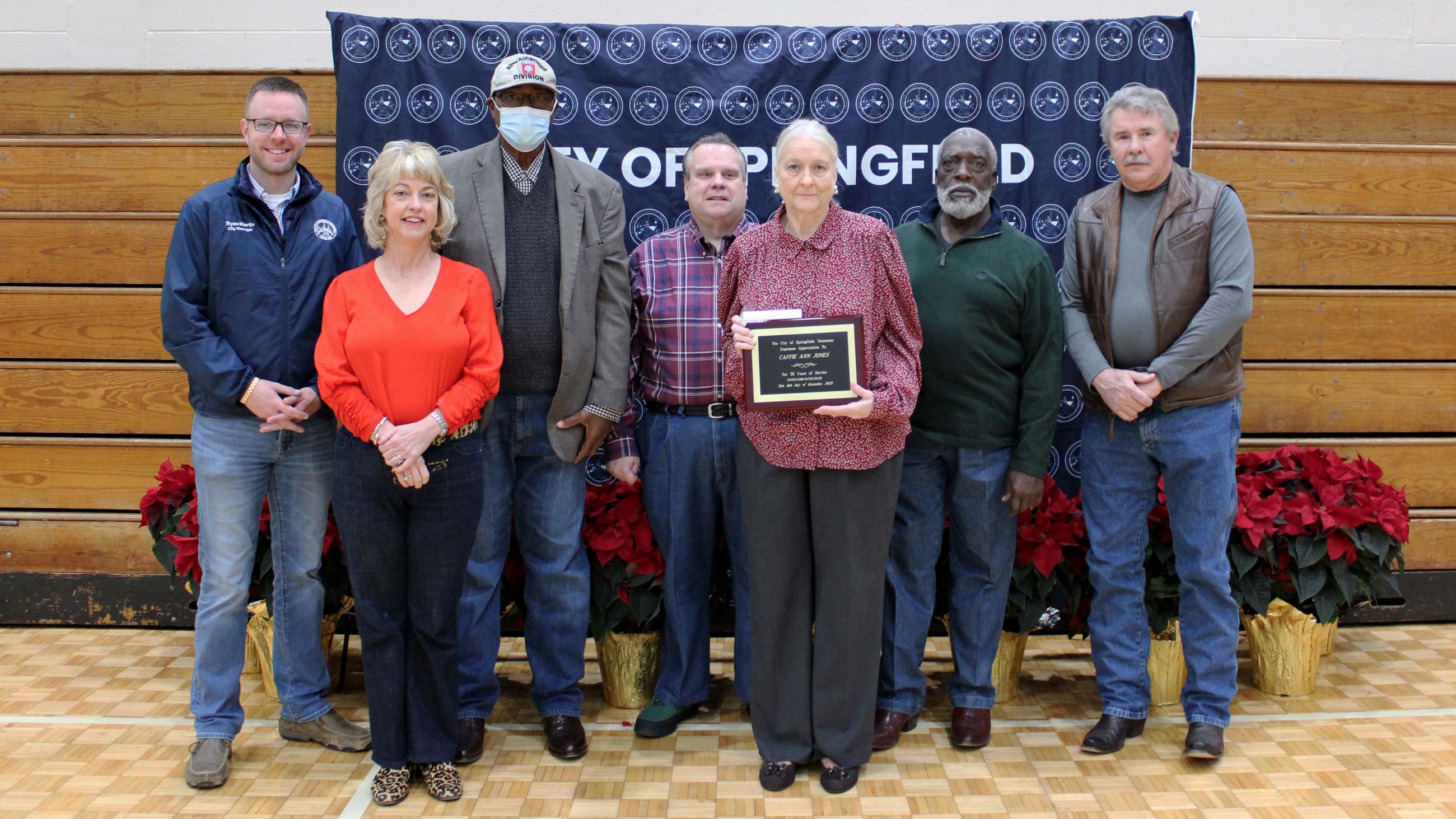 Employees gathered for employee appreciation and service awards