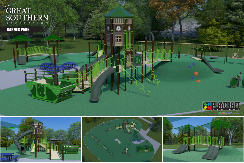 A rendering of a playground.